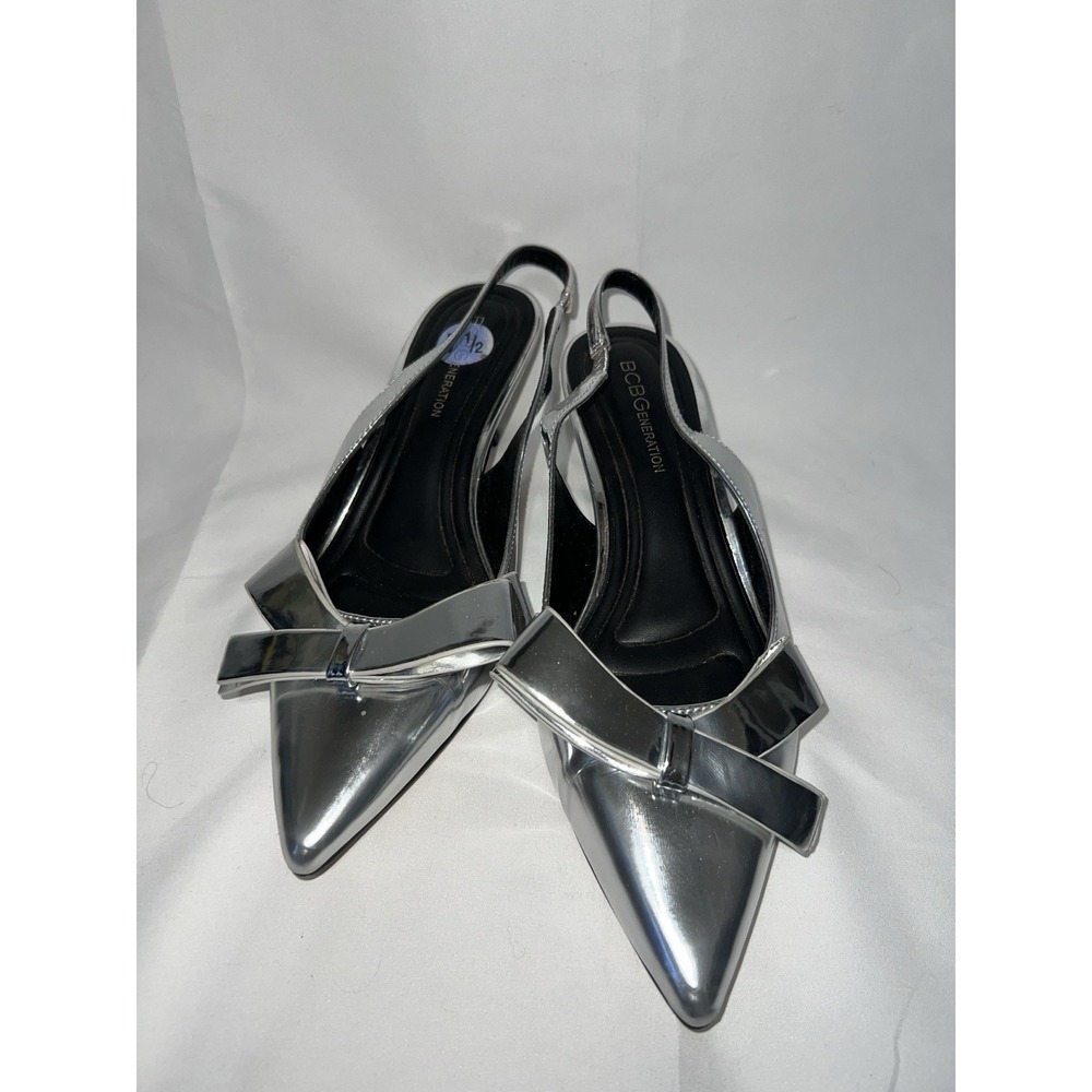 BCBGeneration Silver Pointed Toe Heels Size US 7.5 Silver Metallic